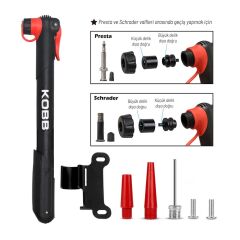 KOBB KB21 87 PSI Bisiklet Lastik Şişirme Taşınabilir Mini El Pompası + Bisiklet Montaj Aparatı