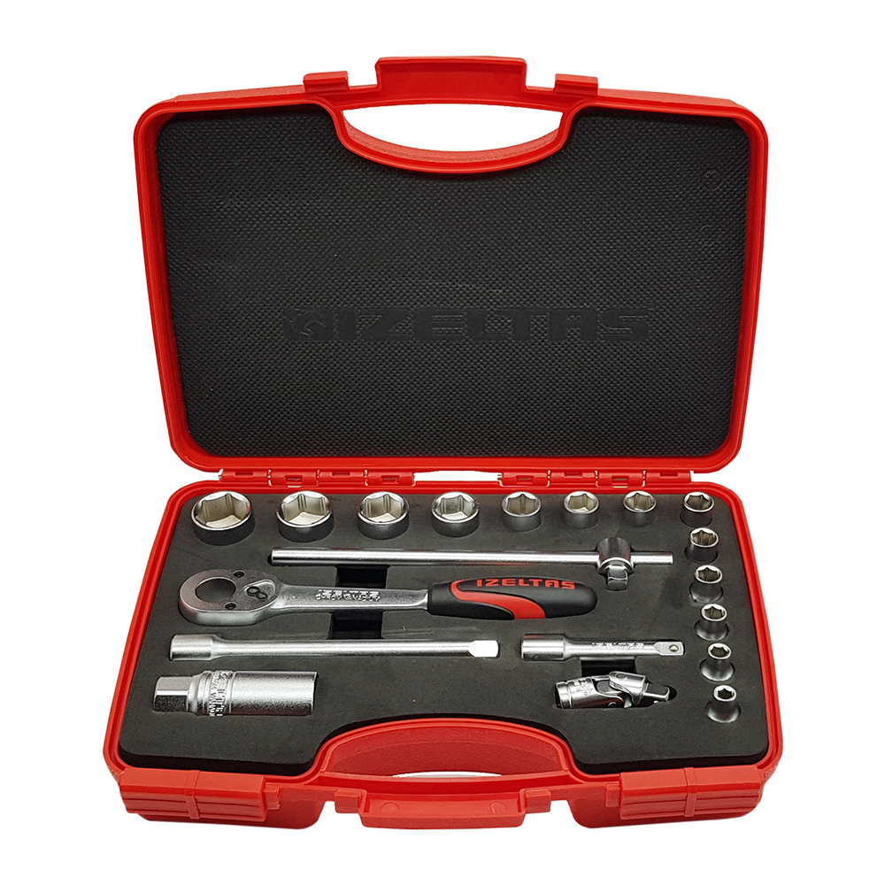 İzeltaş 1110 00 6019 3/8'' Altı Köşe Lokma Anahtar Takımı 19 Parça