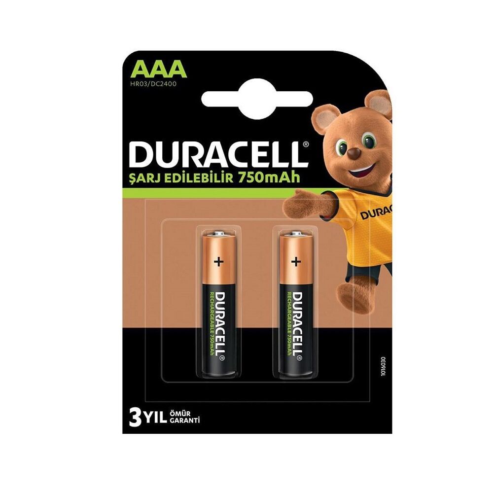Duracell HR03 1.2V 750mAh AAA Şarj Edilebilir İnce Kalem Pil 2'li Paket