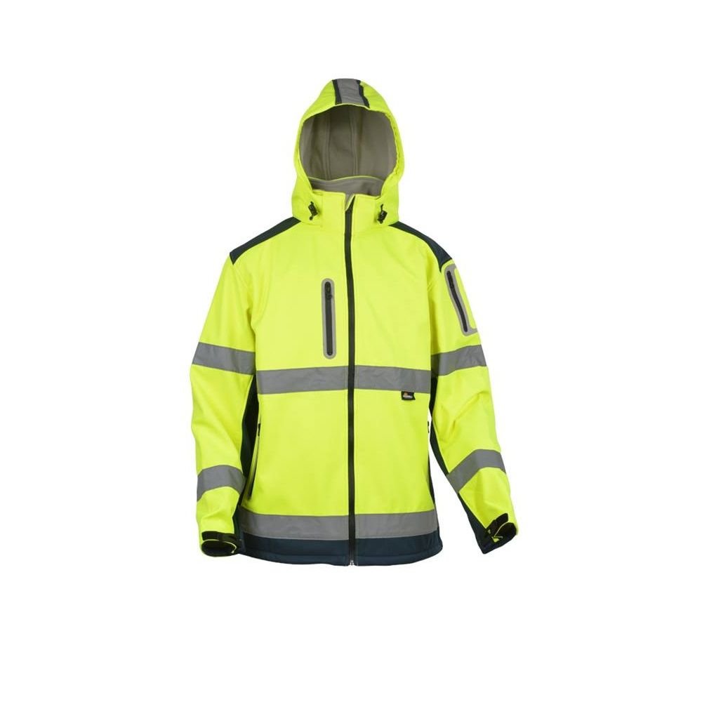 Vizwell VWJK177 Softshell Reflektörlü Çift Renkli Mont Sarı - 2XL