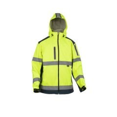 Vizwell VWJK177 Softshell Reflektörlü Çift Renkli Mont Sarı - 2XL
