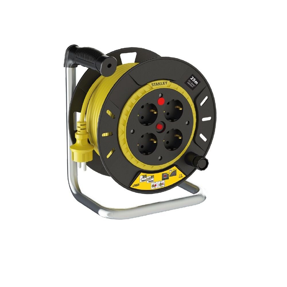 Stanley SXECFT2QBSE Optimal IP20 4 Soketli 25 Metre Makaralı Kablo
