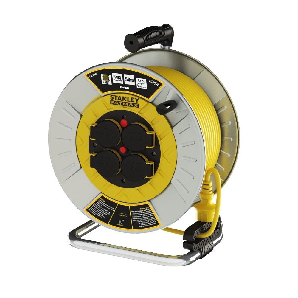 Stanley SXECFM2RBSE Metal IP44 4 Soketli 25 Metre Makaralı Kablo 3x1.5 mm