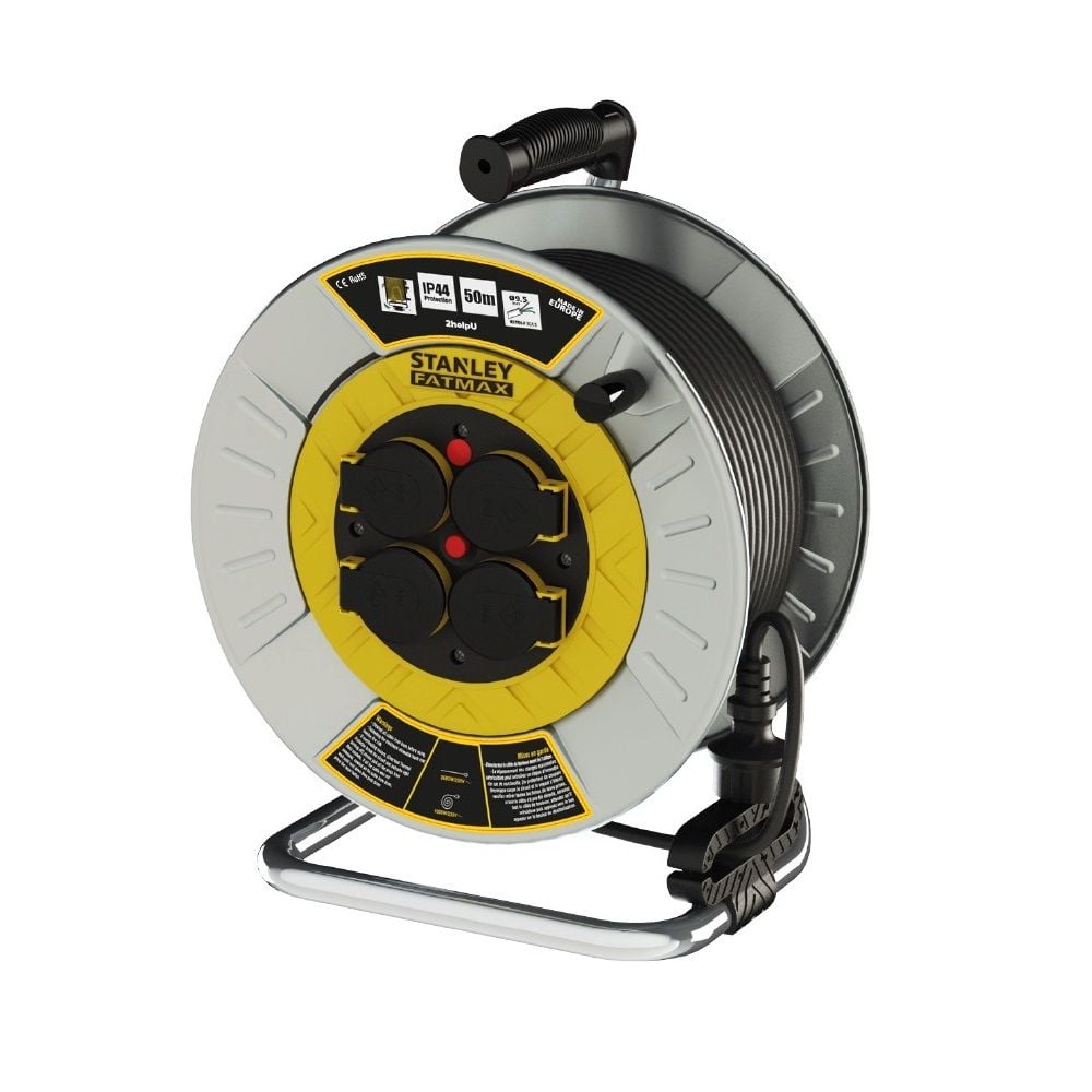 Stanley SXECFM2RESE Metal IP44 4 Soketli 25 Metre Makaralı Kablo 3x2.5 mm