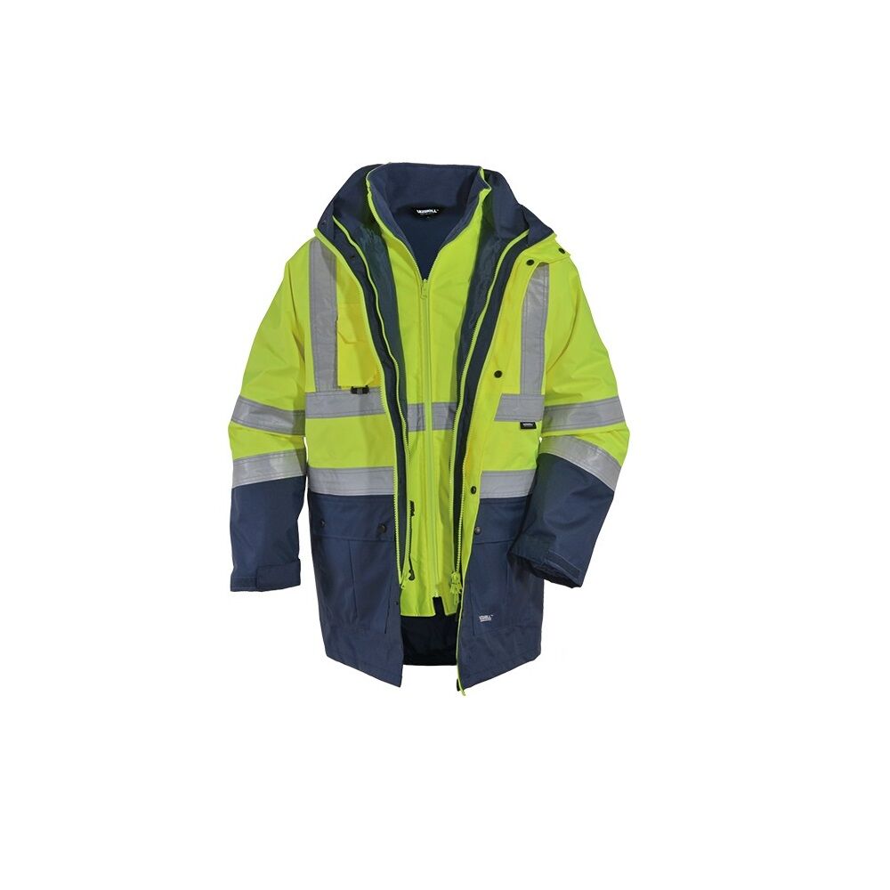 Vizwell VWJK44 300D Oxford 5+1 Reflektörlü Parka Sarı/Lacivert - XL