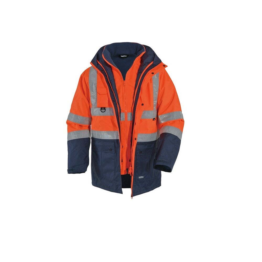 Vizwell VWJK44 300D Oxford 5+1 Reflektörlü Parka Turuncu/Lacivert - L