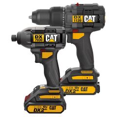 CAT DXK201 18Volt/2.0Ah Li-ion Çift Akülü Kömürsüz Profesyonel Şarjlı Darbeli Matkap + DX7030 + DA01903 Kombo Set